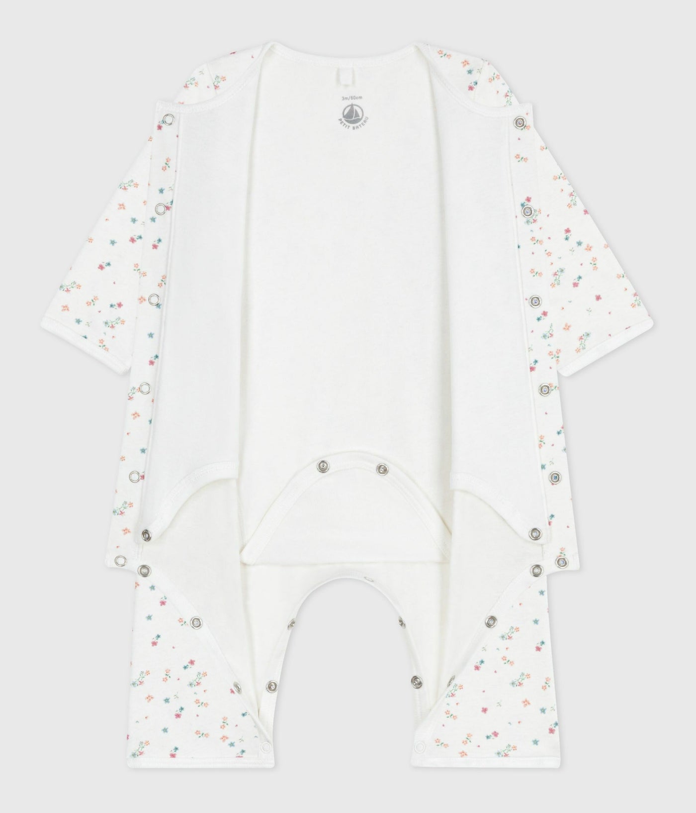 BABIES' FOOTLESS FLORAL-PRINT COTTON BODYJAMAS