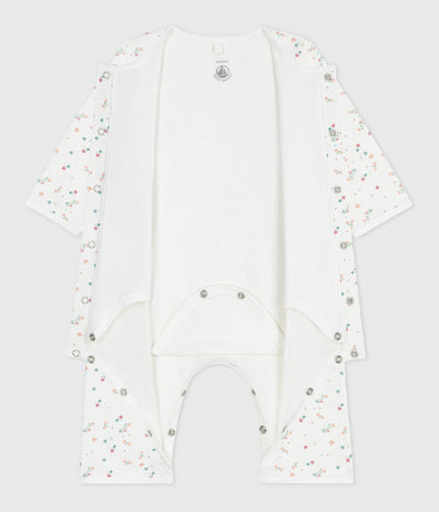 BABIES' FOOTLESS FLORAL-PRINT COTTON BODYJAMAS