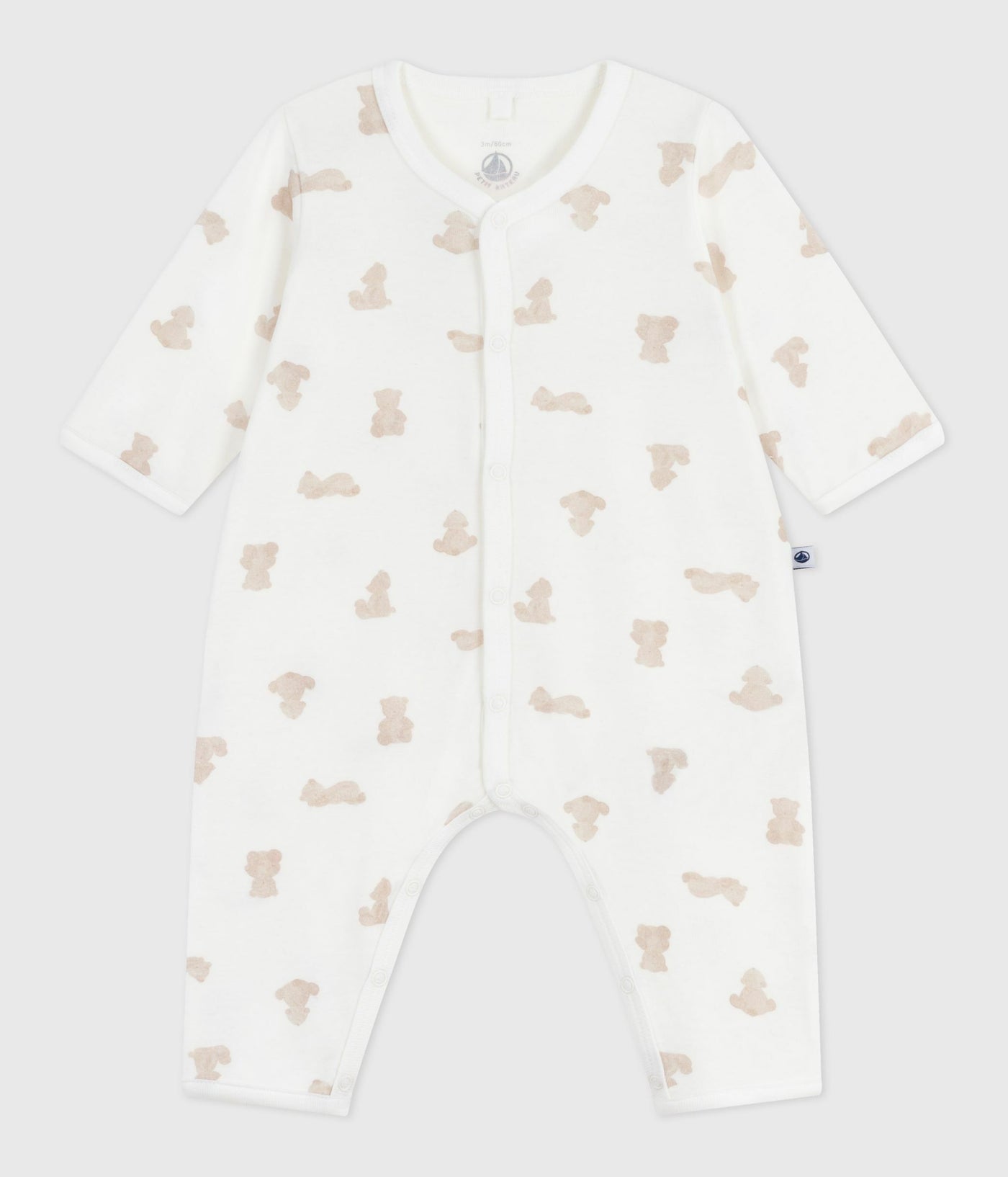 BABIES' FOOTLESS BEAR-PRINT COTTON PYJAMA SUIT