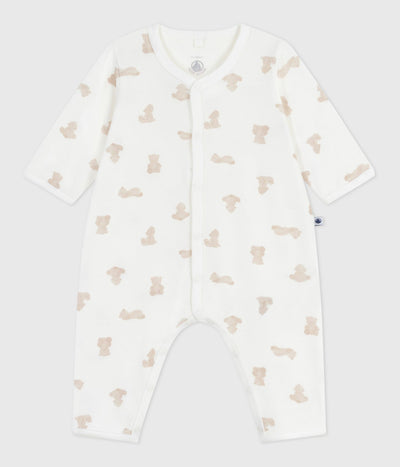 BABIES' FOOTLESS BEAR-PRINT COTTON PYJAMA SUIT
