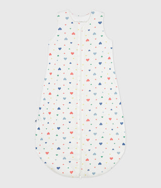 NEWBORN BABY UNISEX ORGANIC COTTON SLEEPING BAG 2 TOG IN HEART-PRINT