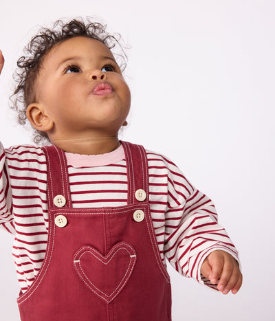BABIES' LONG-LEG COLOURED DENIM DUNGAREES