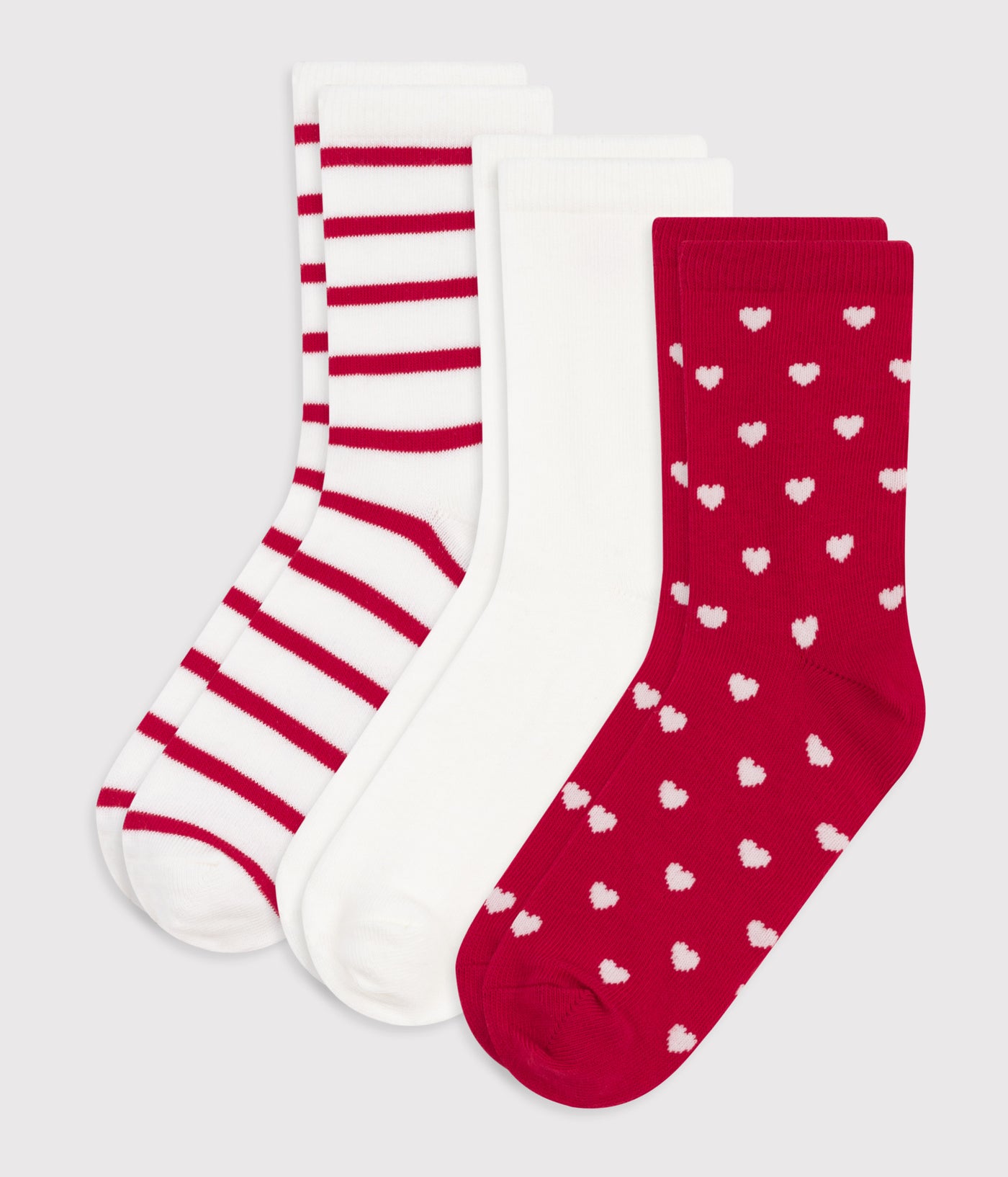 CHILDREN'S HEART-PRINT COTTON SOCKS - 3-PACK