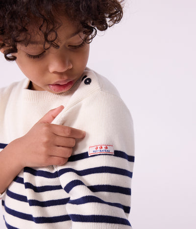 CHILDREN'S STRIPY JUMPER IN WOOL AND COTTON