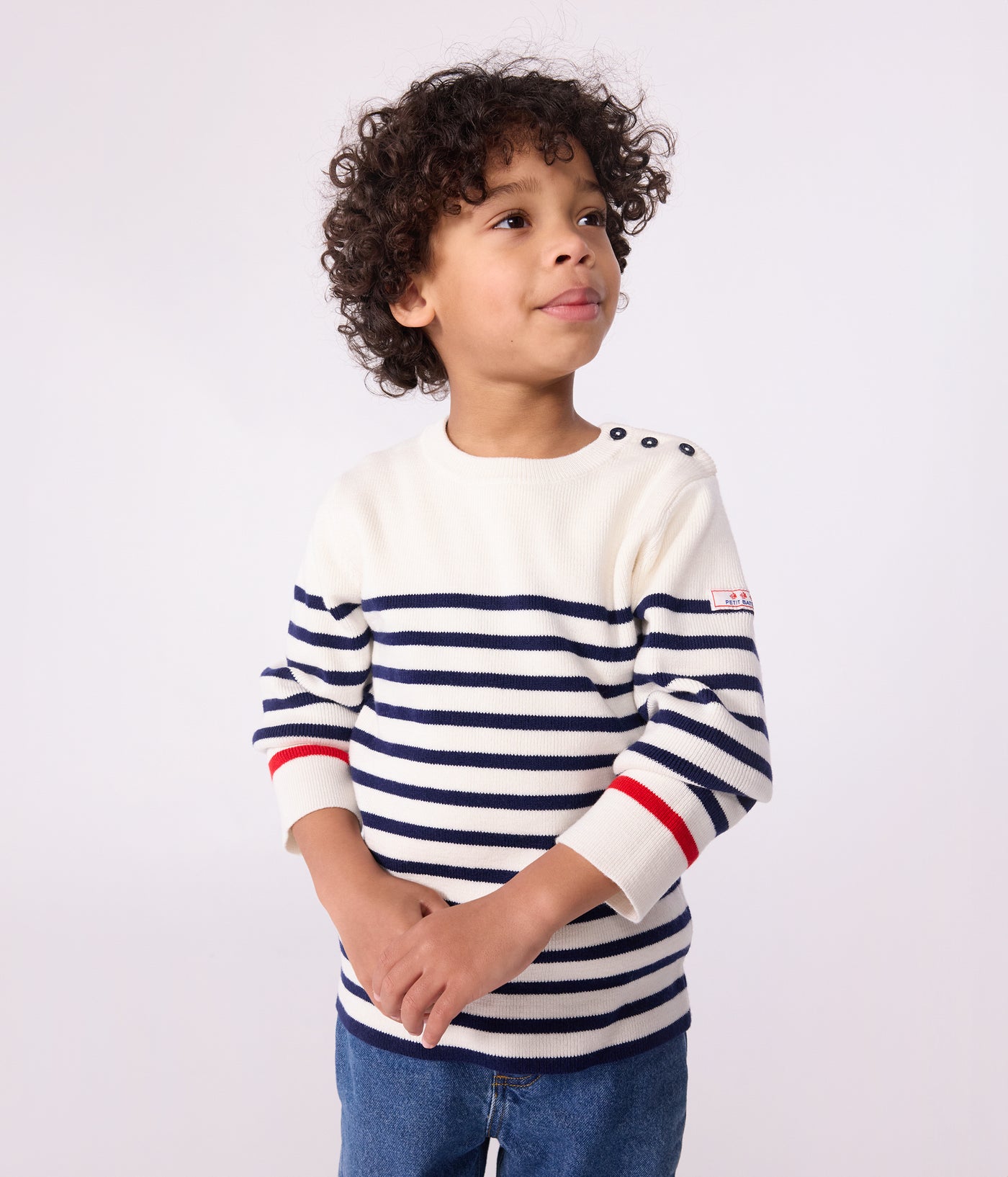 CHILDREN'S STRIPY JUMPER IN WOOL AND COTTON