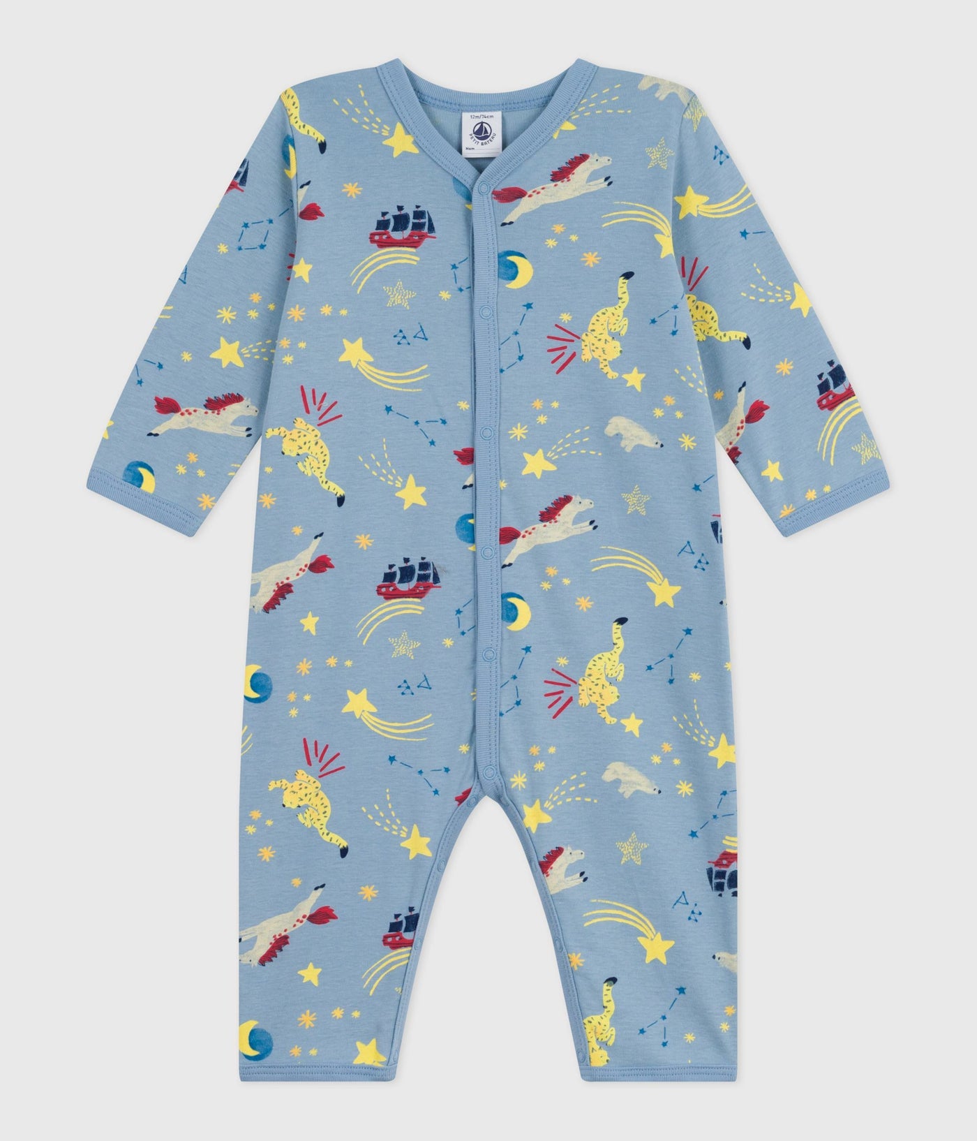 BABIES' FOOTLESS PRINTED COTTON PYJAMA SUIT