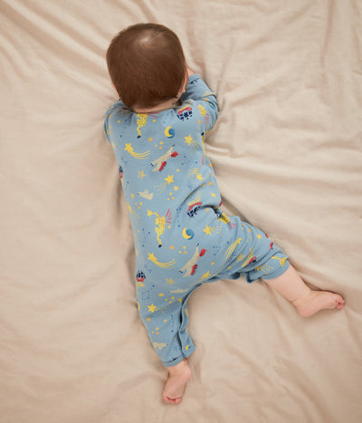 BABIES' FOOTLESS PRINTED COTTON PYJAMA SUIT