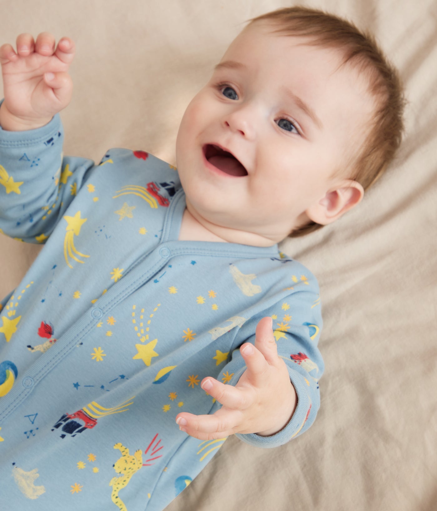 BABIES' FOOTLESS PRINTED COTTON PYJAMA SUIT