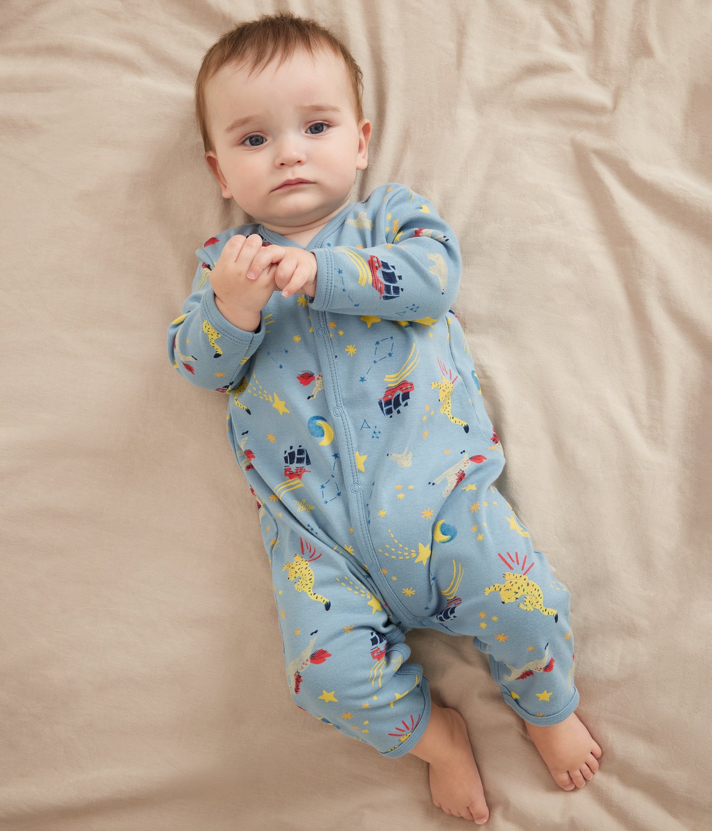 BABIES' FOOTLESS PRINTED COTTON PYJAMA SUIT