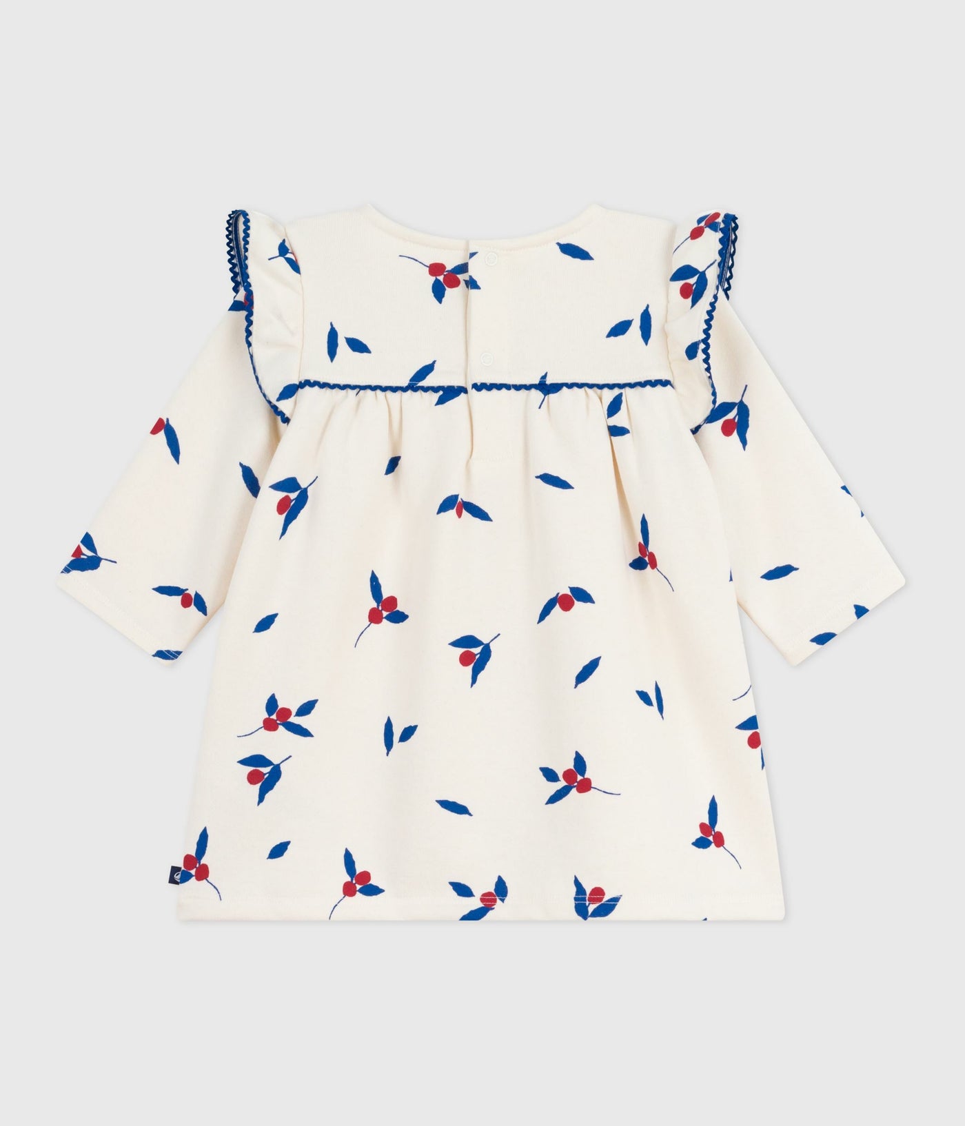 BABIES' LONG SLEEVED BERRY-PRINT COTTON DRESS