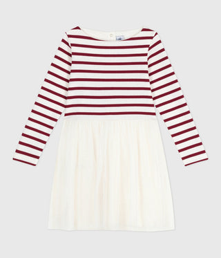 GIRL'S ORGANIC COTTON LIGHTWEIGHT JERSEY AND TULLE BALLERINA-STYLE DRESS
