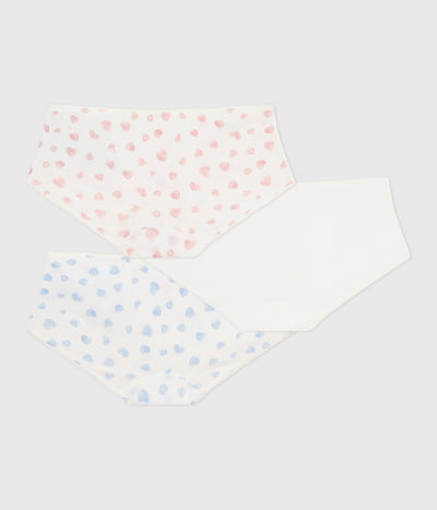 PACK OF HEART-PRINT COTTON SHORTIES FOR CHILDREN