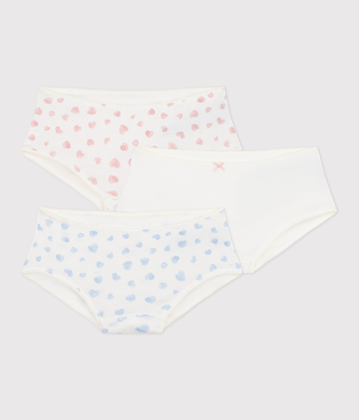 PACK OF HEART-PRINT COTTON SHORTIES FOR CHILDREN