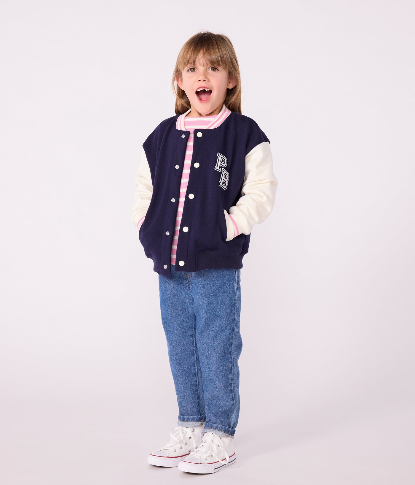 CHILDREN'S VARSITY-STYLE JACKET IN PLAIN COTTON