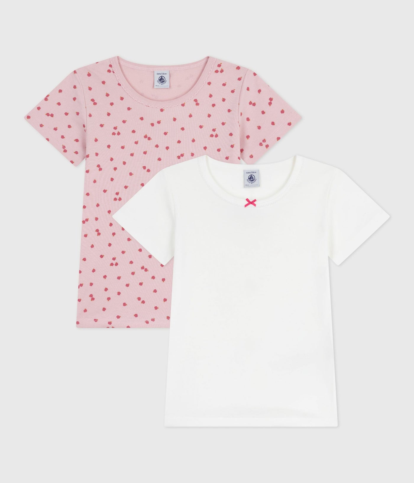 PACK OF CHILDREN'S SHORT-SLEEVED APPLE-PRINT COTTON T-SHIRTS