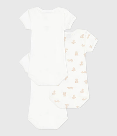 PACK OF BABIES' SHORT-SLEEVED BEAR-PRINT COTTON BODIES