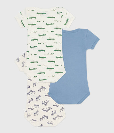 PACK OF SHORT-SLEEVED ANIMAL-THEMED COTTON BODIES FOR BABIES