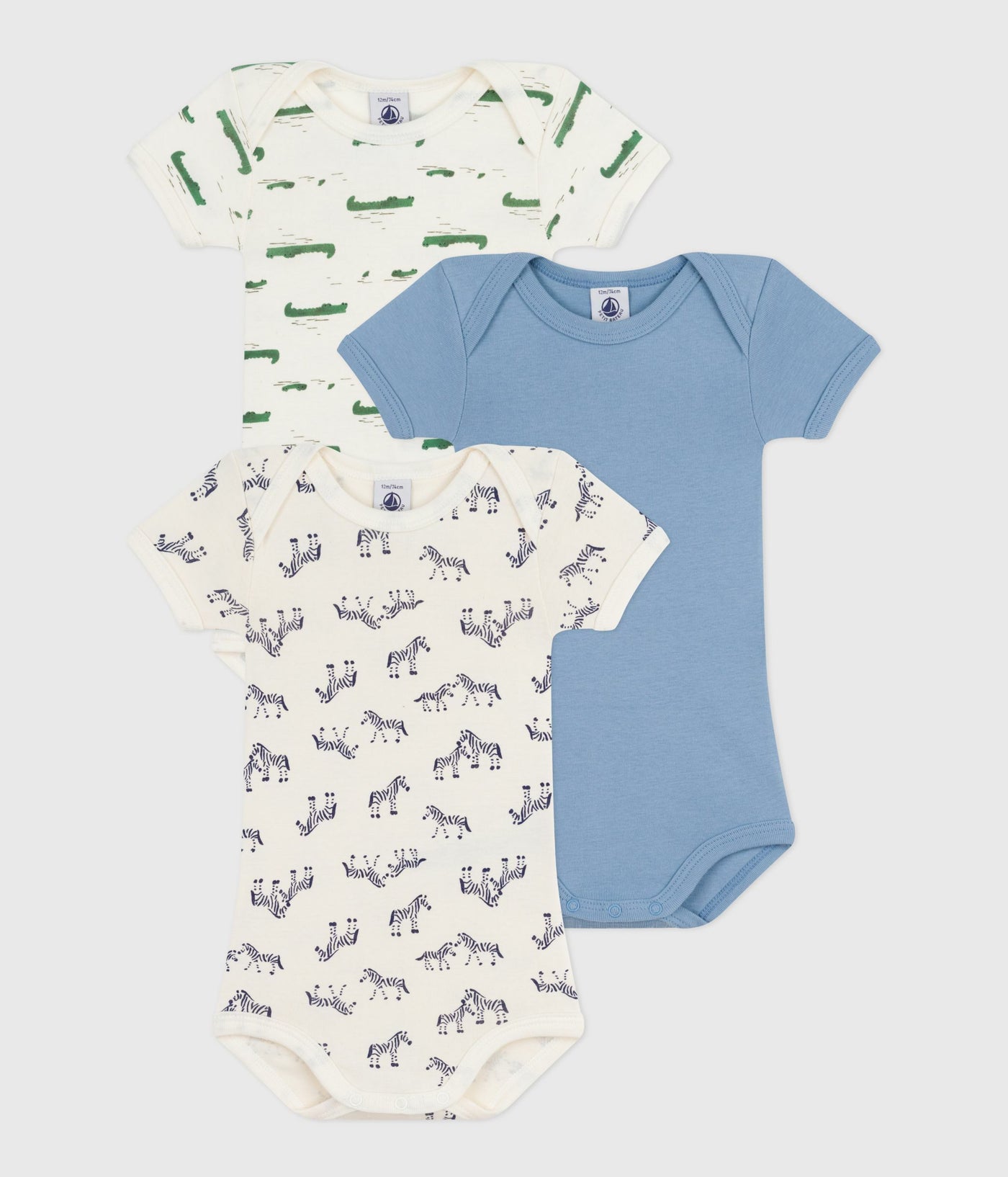 PACK OF SHORT-SLEEVED ANIMAL-THEMED COTTON BODIES FOR BABIES