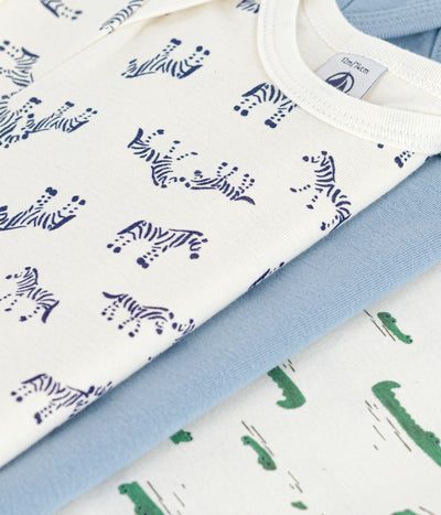 PACK OF SHORT-SLEEVED ANIMAL-THEMED COTTON BODIES FOR BABIES