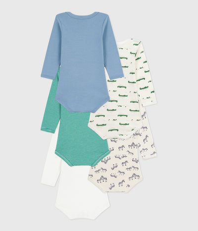 PACK OF LONG-SLEEVED ANIMAL-THEMED PRINTED COTTON BODIES FOR BABIES