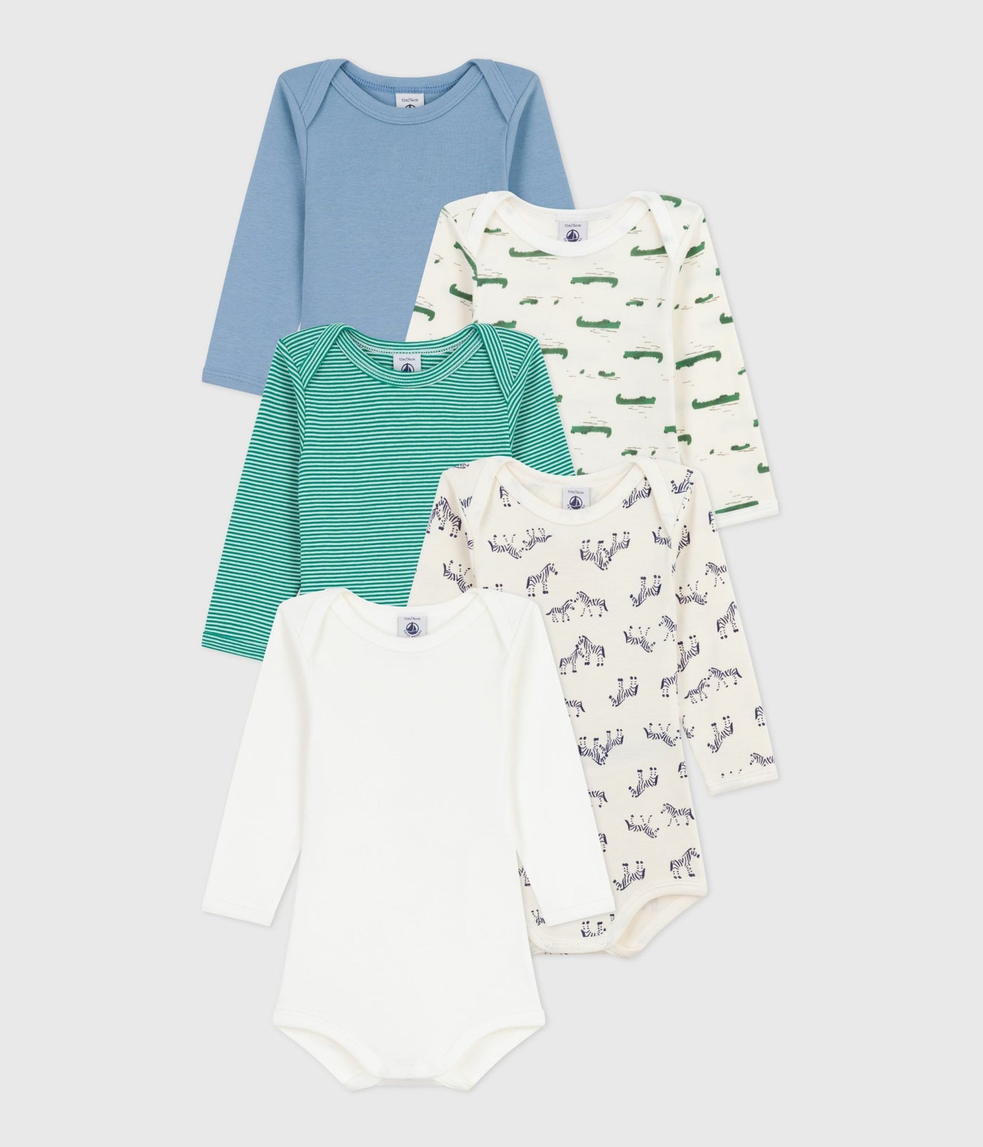 PACK OF LONG-SLEEVED ANIMAL-THEMED PRINTED COTTON BODIES FOR BABIES
