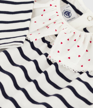 BABY GIRL'S LIGHTWEIGHT JERSEY BLOUSE WITH BRETON STRIPES