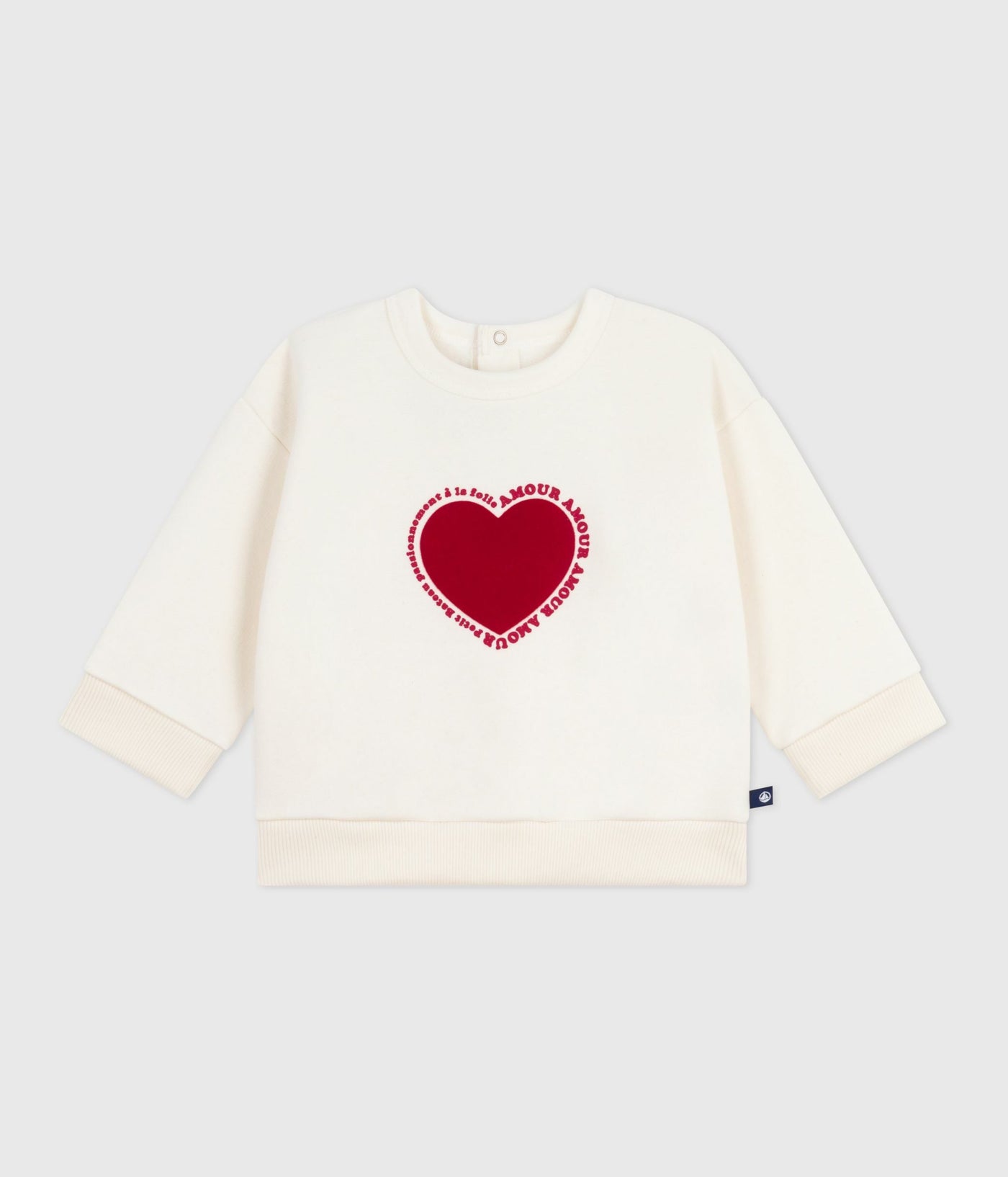 BABIES' HEART PATTERNED COTTON SWEATSHIRT