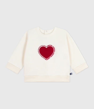 BABIES' HEART PATTERNED COTTON SWEATSHIRT