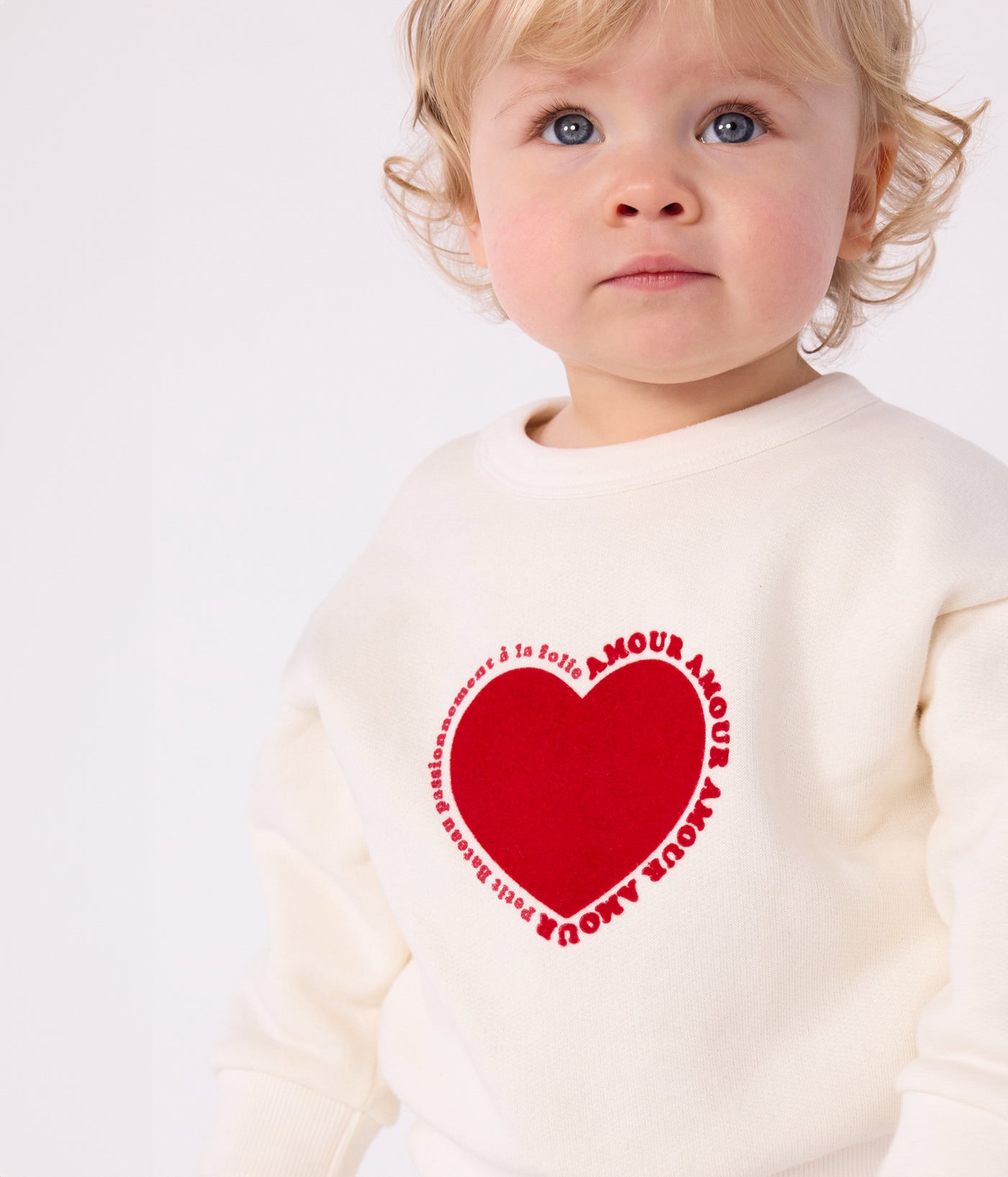 BABIES' HEART PATTERNED COTTON SWEATSHIRT