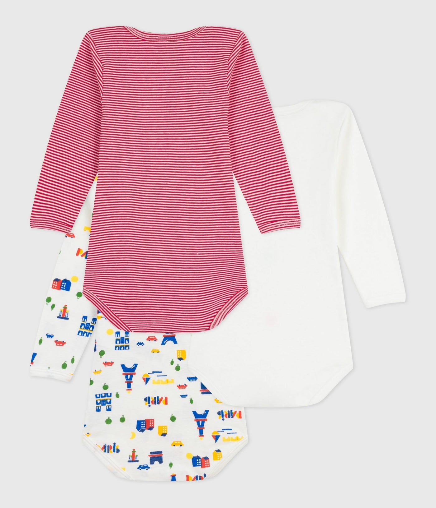 PACK OF LONG-SLEEVED PRINTED COTTON BODIES FOR BABIES