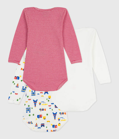 PACK OF LONG-SLEEVED PRINTED COTTON BODIES FOR BABIES