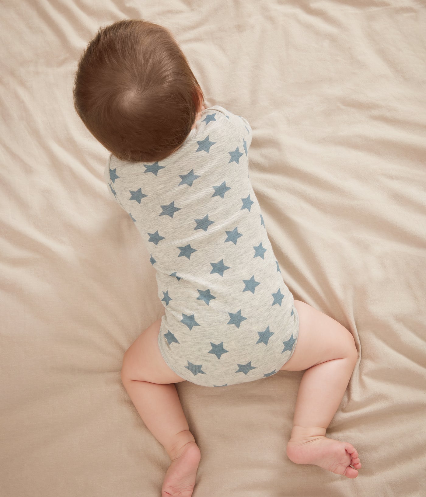 PACK OF BABIES' LONG-SLEEVED STAR-PRINT COTTON BODIES