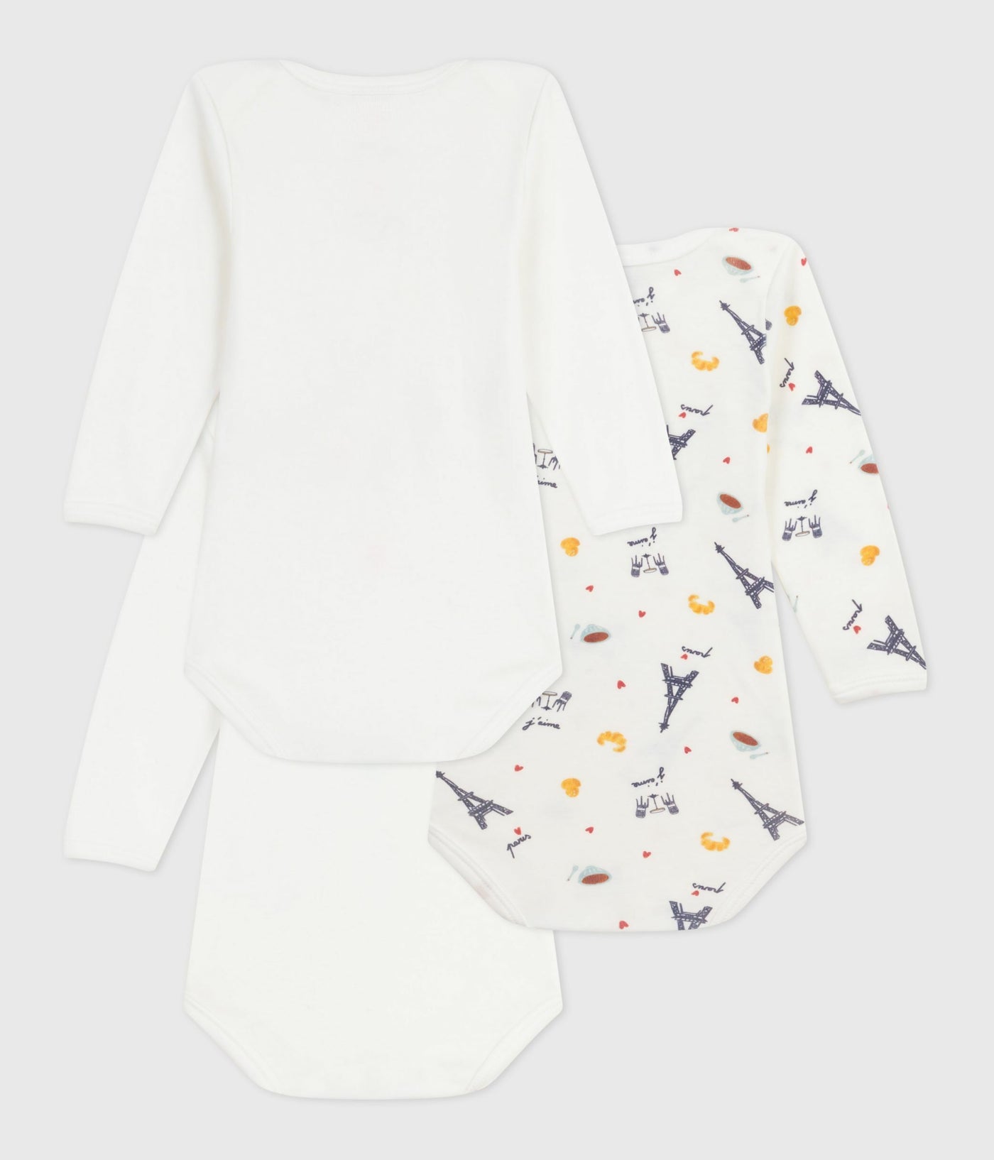 PACK OF BABIES' LONG-SLEEVED PARIS-PRINT COTTON BODIES