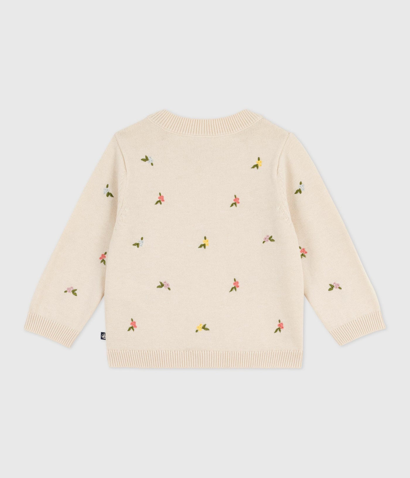 BABIES' JUMPER IN WOOL AND COTTON WITH EMBROIDERED FLOWERS
