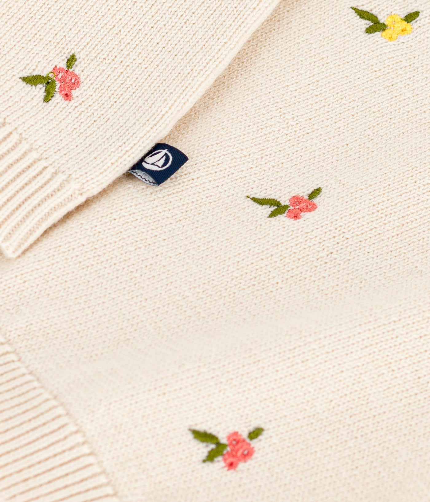 BABIES' JUMPER IN WOOL AND COTTON WITH EMBROIDERED FLOWERS