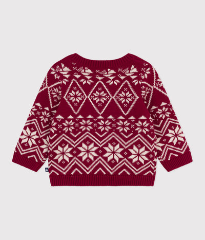 BABIES' PATTERNED WOOL AND COTTON JUMPER