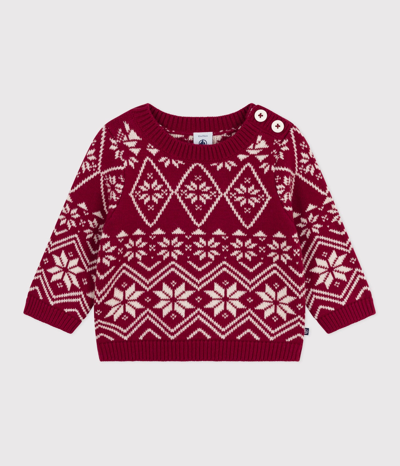 BABIES' PATTERNED WOOL AND COTTON JUMPER