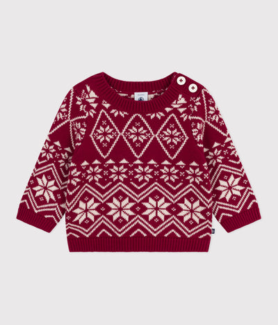 BABIES' PATTERNED WOOL AND COTTON JUMPER