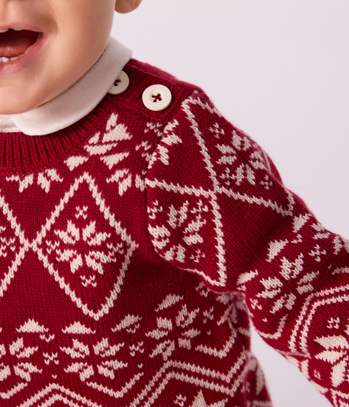 BABIES' PATTERNED WOOL AND COTTON JUMPER