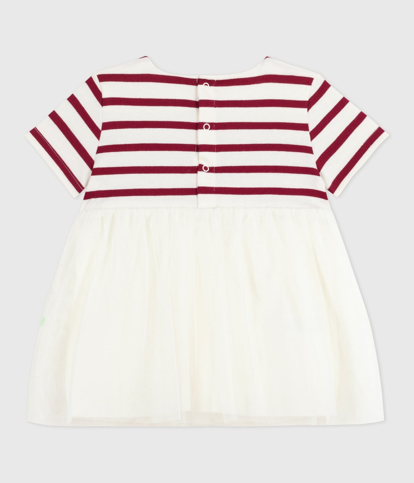 BABIES' SHORT-SLEEVED DRESS IN TWO MATERIALS