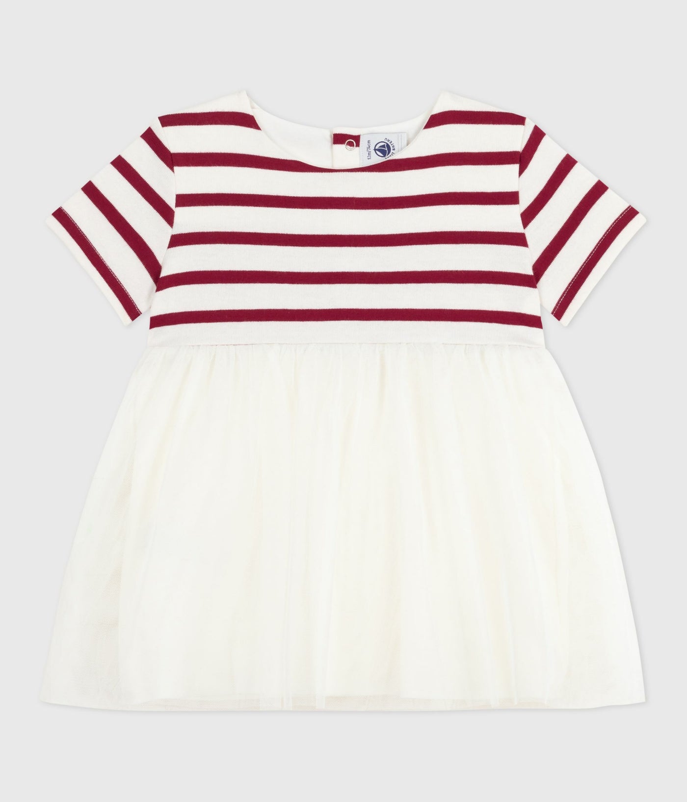 BABIES' SHORT-SLEEVED DRESS IN TWO MATERIALS