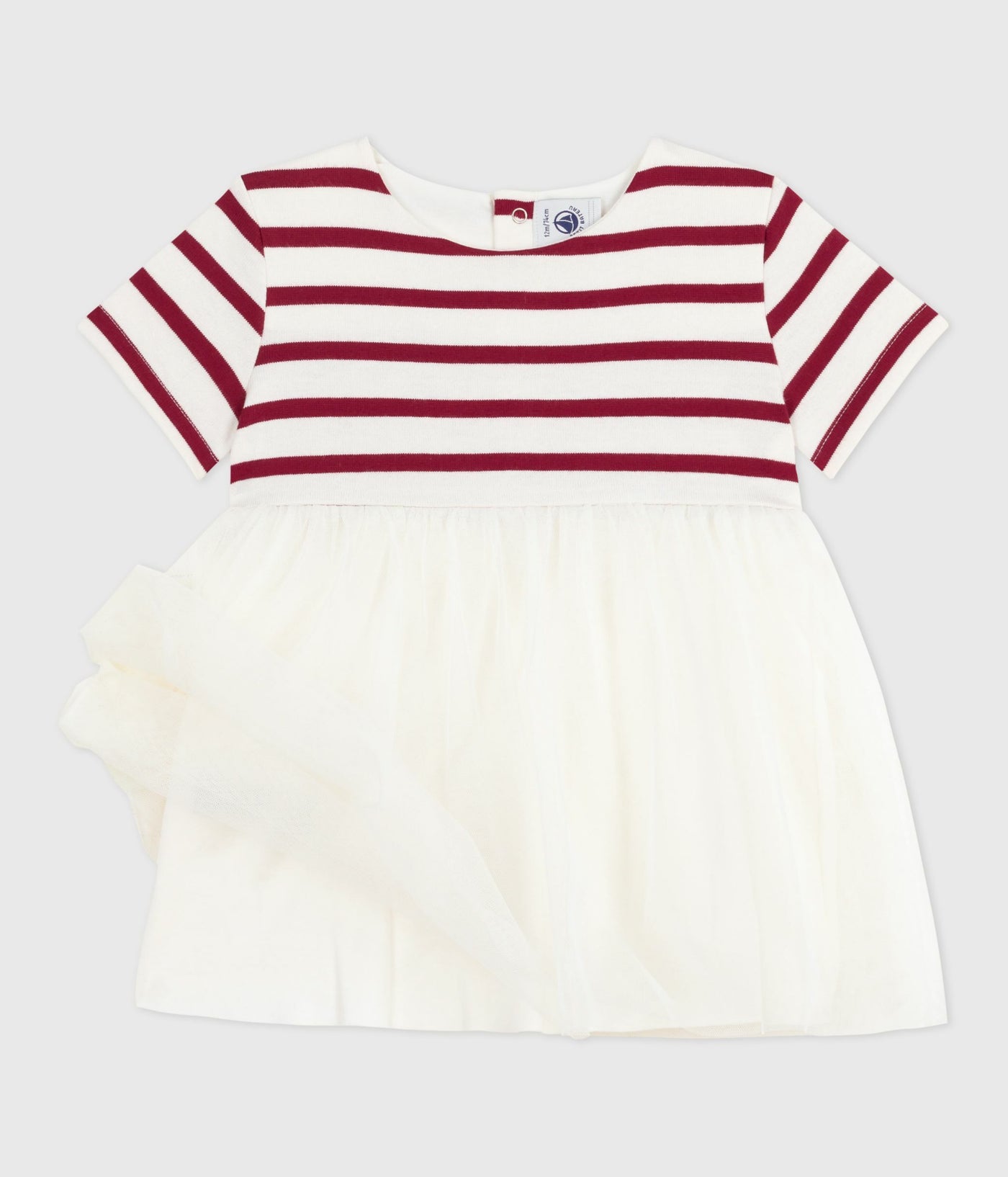 BABIES' SHORT-SLEEVED DRESS IN TWO MATERIALS
