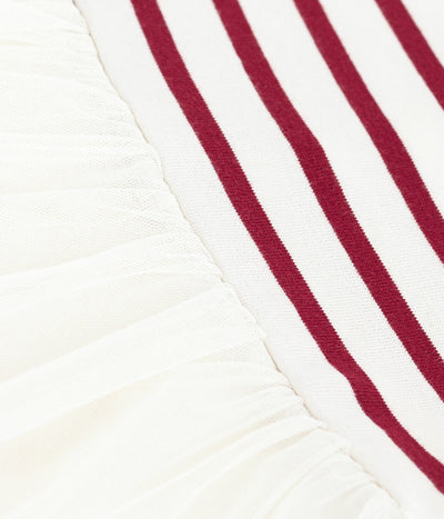 BABIES' SHORT-SLEEVED DRESS IN TWO MATERIALS