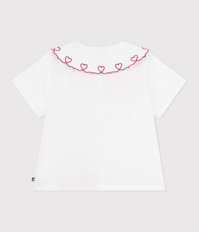CHILDREN'S SHORT-SLEEVED BLOUSE IN PLAIN COTTON POPLIN.