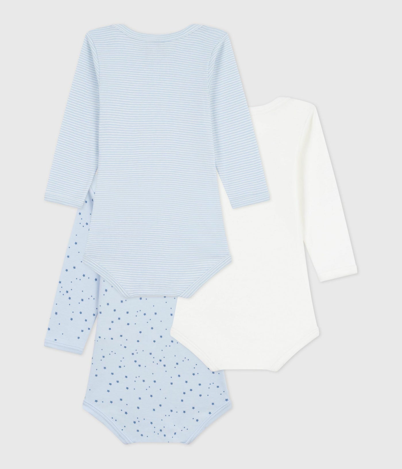PACK OF BABIES' LONG-SLEEVED STAR-PRINT COTTON BODIES