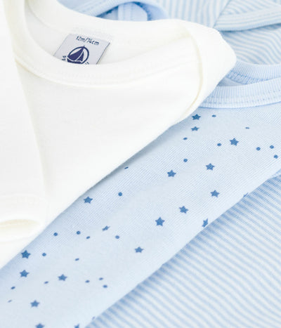 PACK OF BABIES' LONG-SLEEVED STAR-PRINT COTTON BODIES
