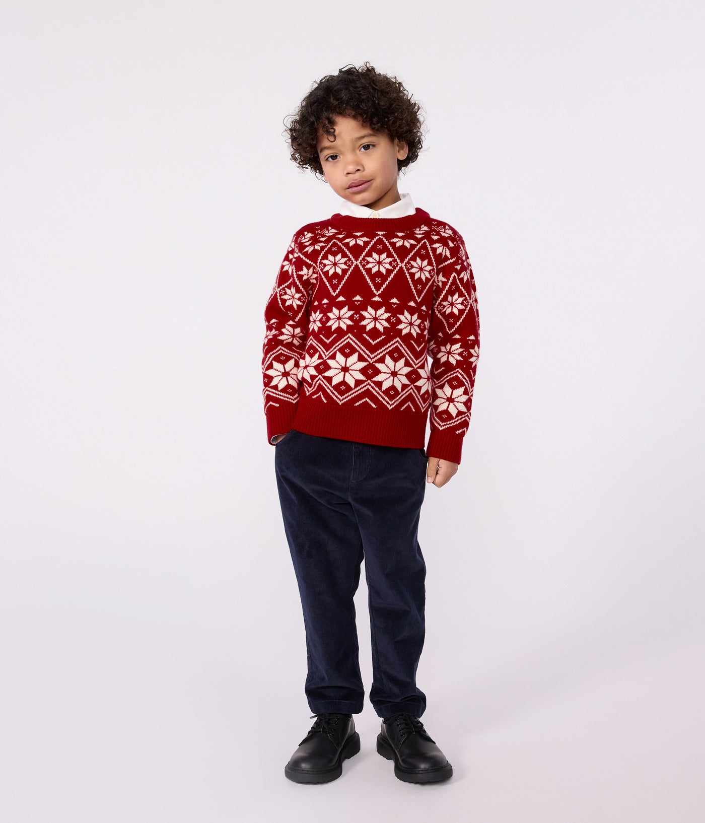 CHILDREN'S PATTERNED WOOL AND COTTON JUMPER
