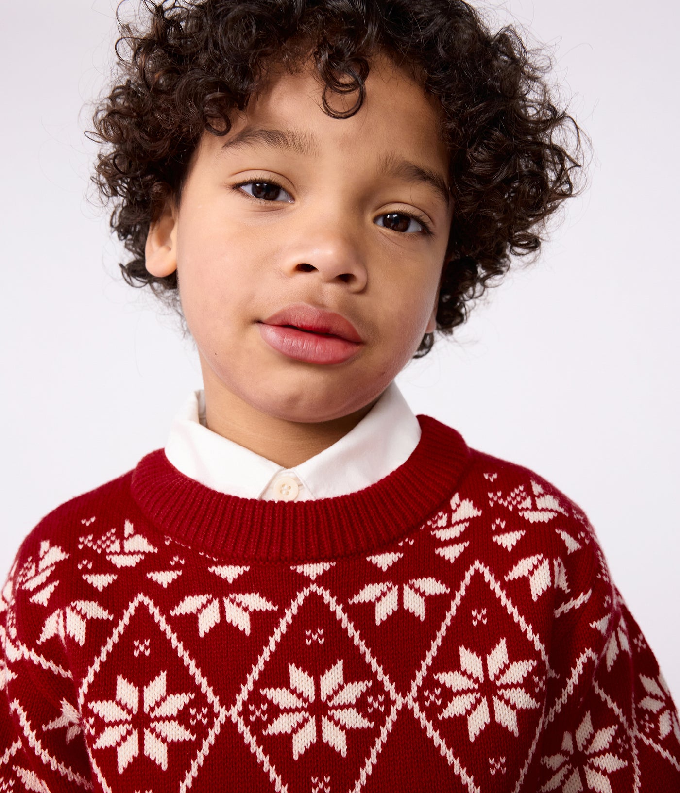 CHILDREN'S PATTERNED WOOL AND COTTON JUMPER