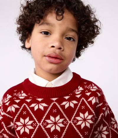 CHILDREN'S PATTERNED WOOL AND COTTON JUMPER