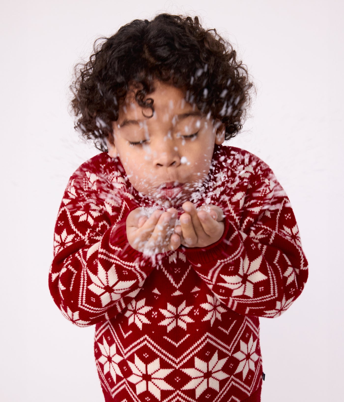 CHILDREN'S PATTERNED WOOL AND COTTON JUMPER